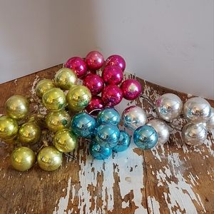 Vintage Glass Christmas ClusterSet Blue Pink Gold And Silver 37 Bulbs